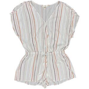 EUC Women's HAWAIIAN TROPIC Stripe Romper‎ Waist Tassel | Size XL